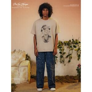 Pas Une Marque Lennin Vasquez Distressed Panel Wide Leg Jeans 1 S NWT